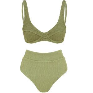 Somerfield Swim Bikini Set - Capri Top (S) & Aruba Bottoms (M) in Nori Crinkle